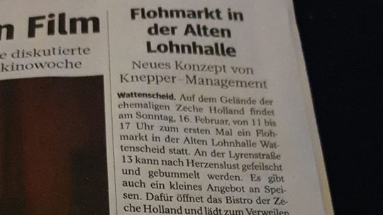 Knepper Management - Presse - WAZ - Flohmarkt in der Alten Lohnhalle - Neues Konzept von Knepper - Management