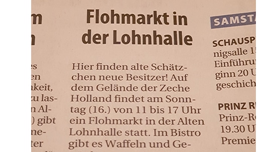 Knepper Mangement - Presse- Stadtspiegel Wattenscheid - Flohmarkt in der Lohnhalle