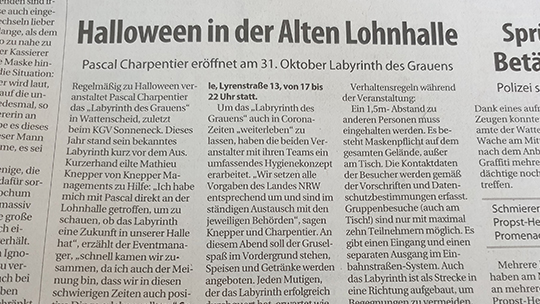 Knepper Management - Presse - Stadtspiegel Wattenscheid - Halloween in der Alten Lohnhalle