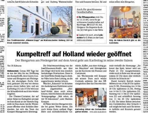 WAZ – Kumpeltreff auf Holland wieder geöffnet